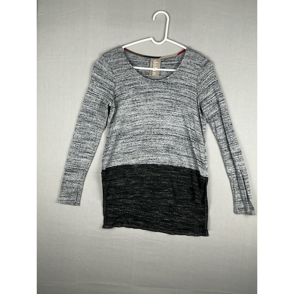 Dolan Gray Black Colorblock Knit Long Sleeve Tunic Top Made USA Womens S